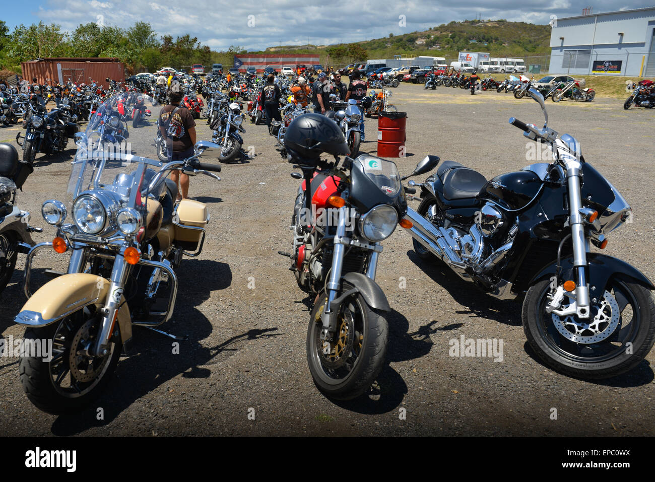 Motos aparcadas en un evento de motocicletas en Ponce, Puerto Rico. Isla  del Caribe. Ee.Uu. territorio Fotografía de stock - Alamy
