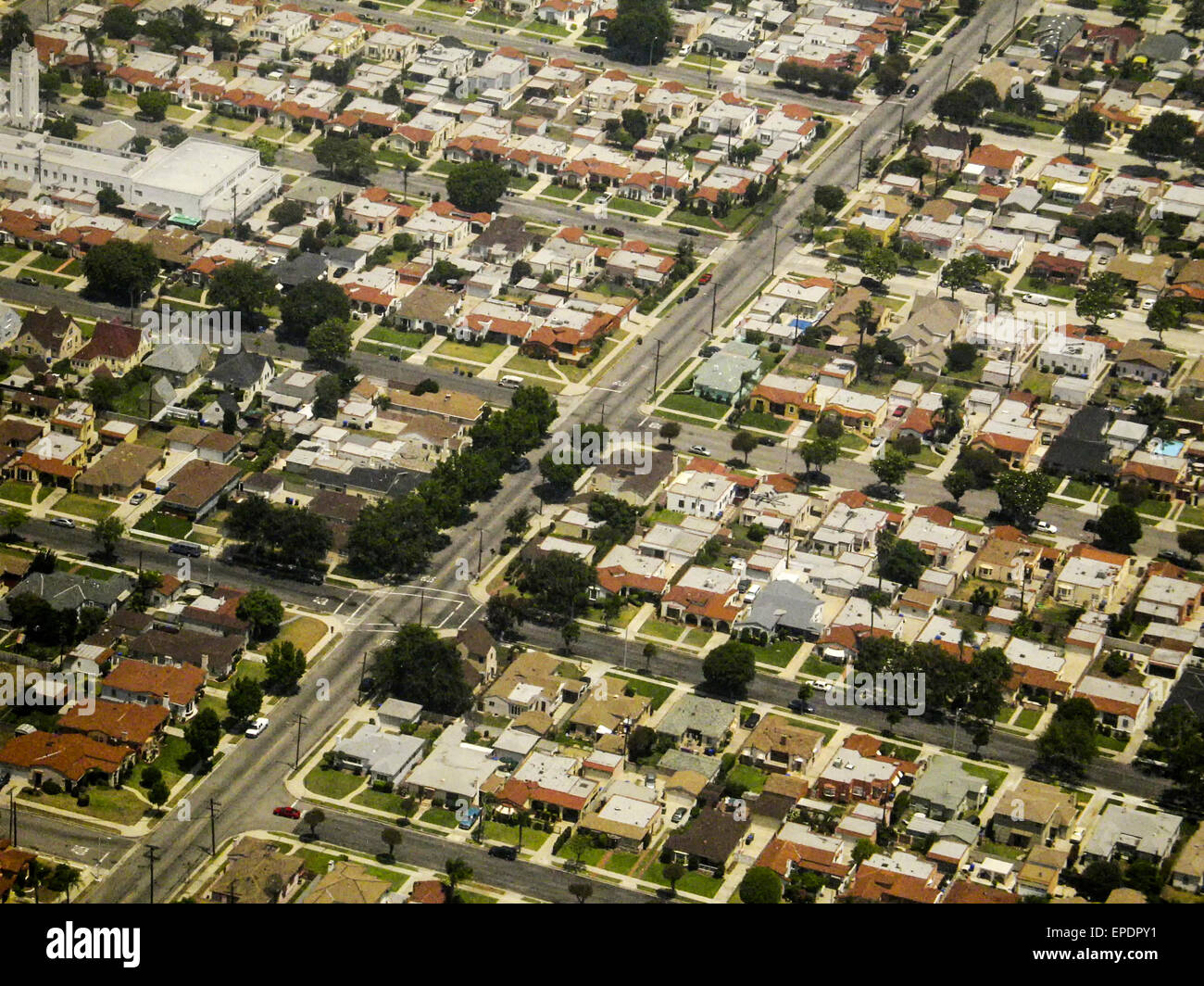 Vista aérea cerca del aeropuerto internacional de Los Angeles, California Foto de stock