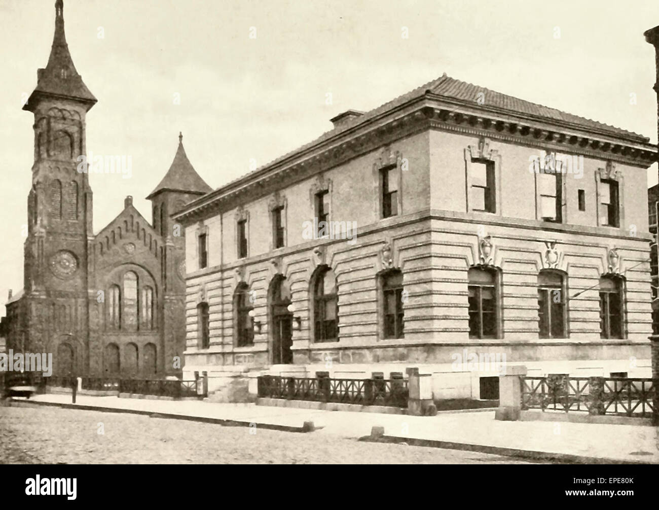 Gobierno de los Estados Unidos edificio de Correos, en la esquina de las calles George y Albany, Nueva Brunswick, NJ, circa 1905 Foto de stock