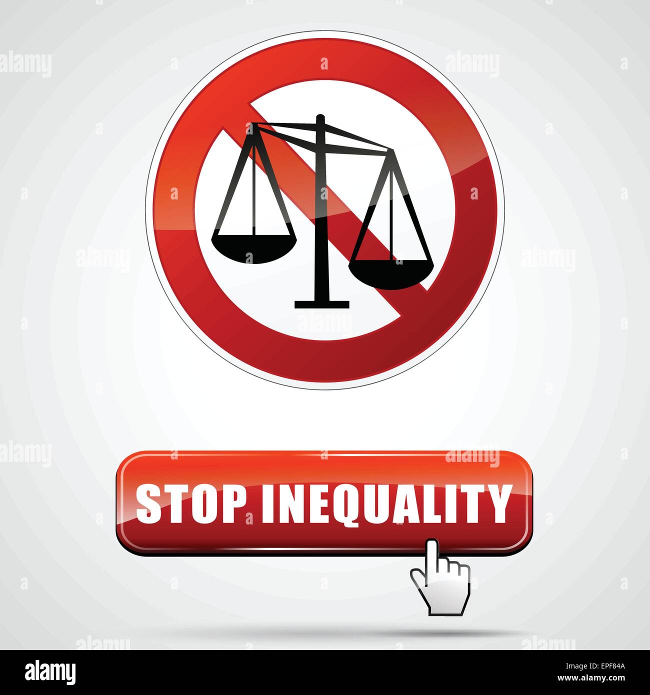 Ilustración de detener la desigualdad firmar con botón WEB Ilustración del Vector