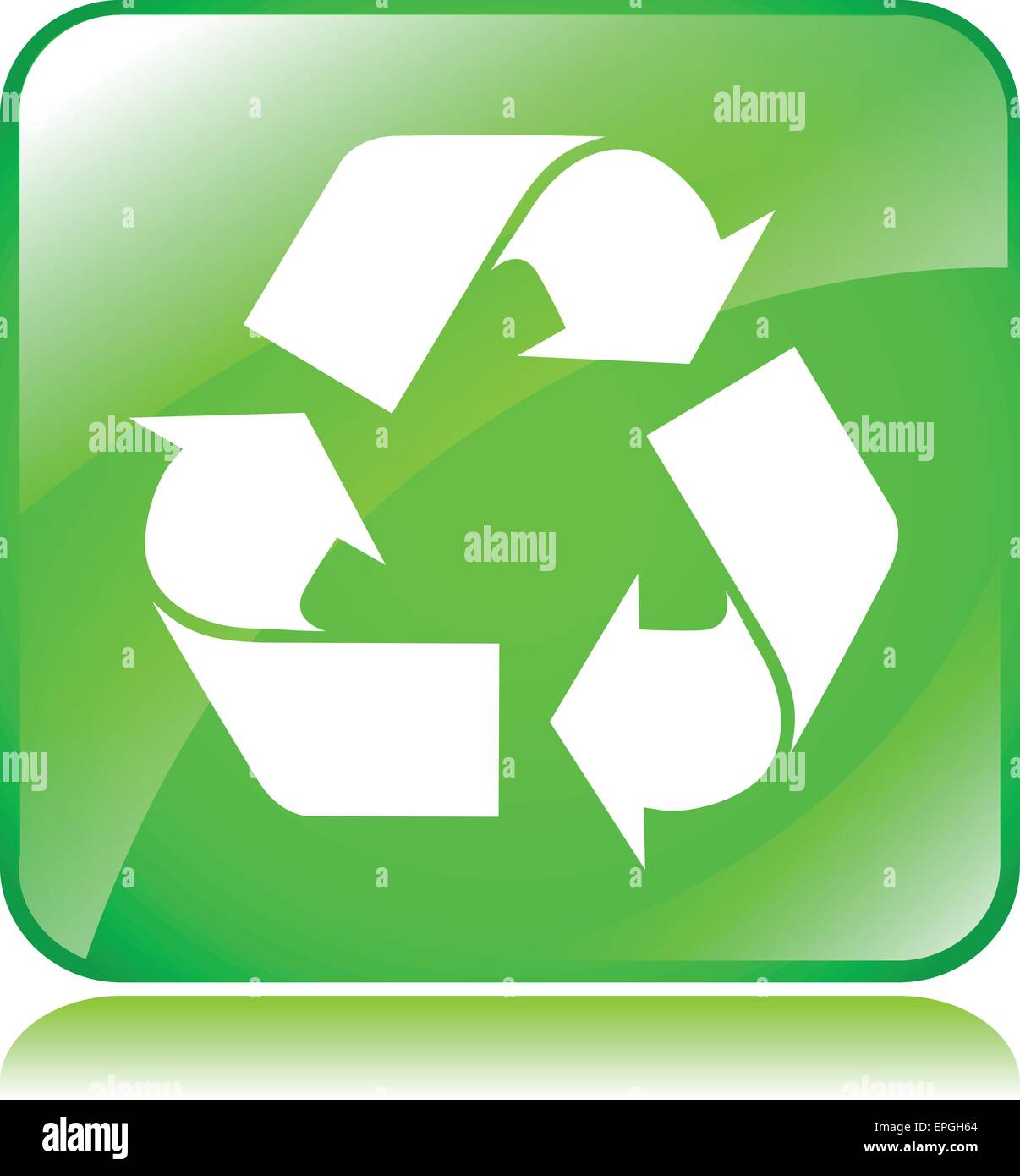 Ilustración del icono cuadrado verde para reciclar Ilustración del Vector