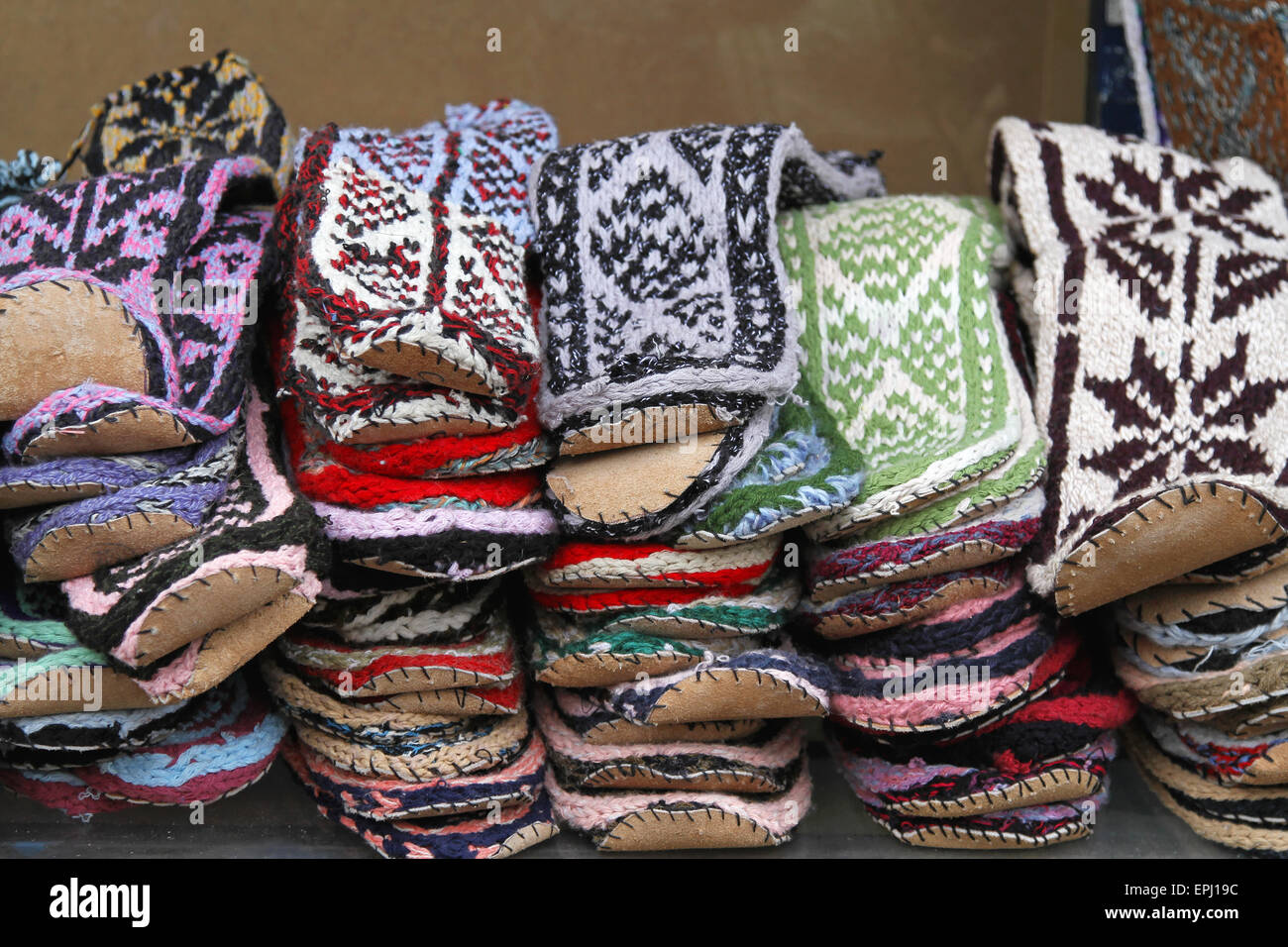 Calcetines de lana zapatillas Foto de stock