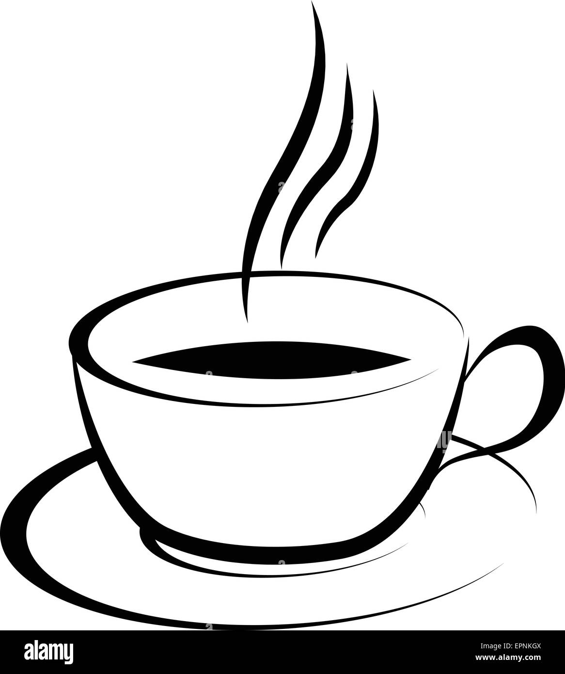 Ilustración de blanco y negro dibujo de la taza de café Ilustración del Vector