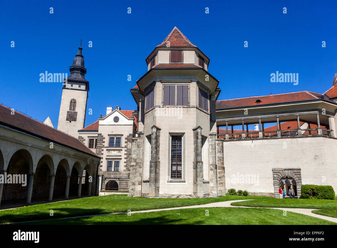 Telc Castle Garden, ciudad de la República Checa Foto de stock