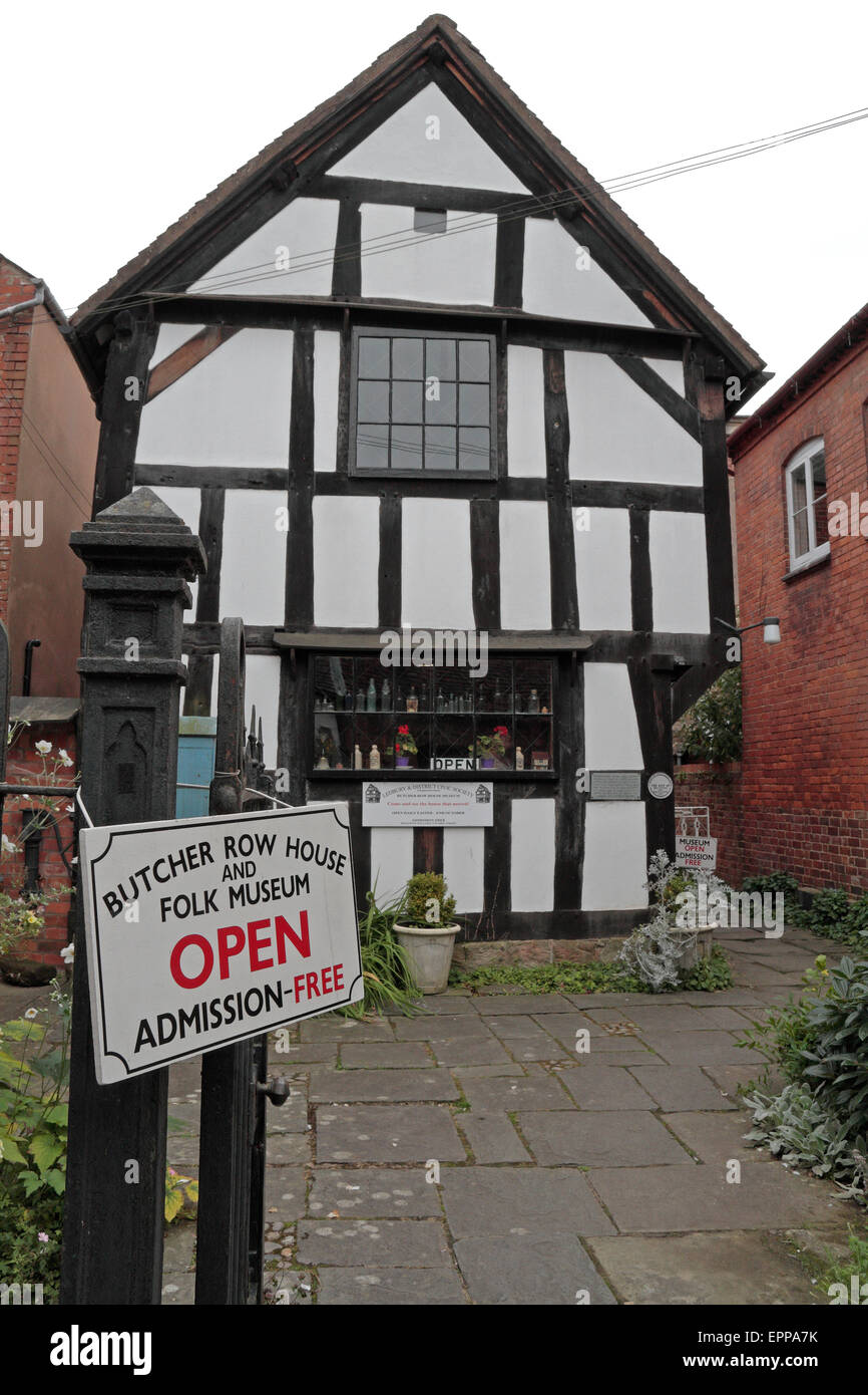 El Carnicero de fila y la Casa Museo Folk en Ledbury, Herefordshire, Reino Unido. Foto de stock