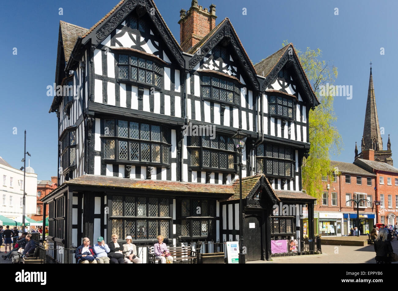 La Casa Vieja en blanco y negro paredes entramadas en ciudad alta, Hereford fue construido en 1621 y ahora es un museo Foto de stock