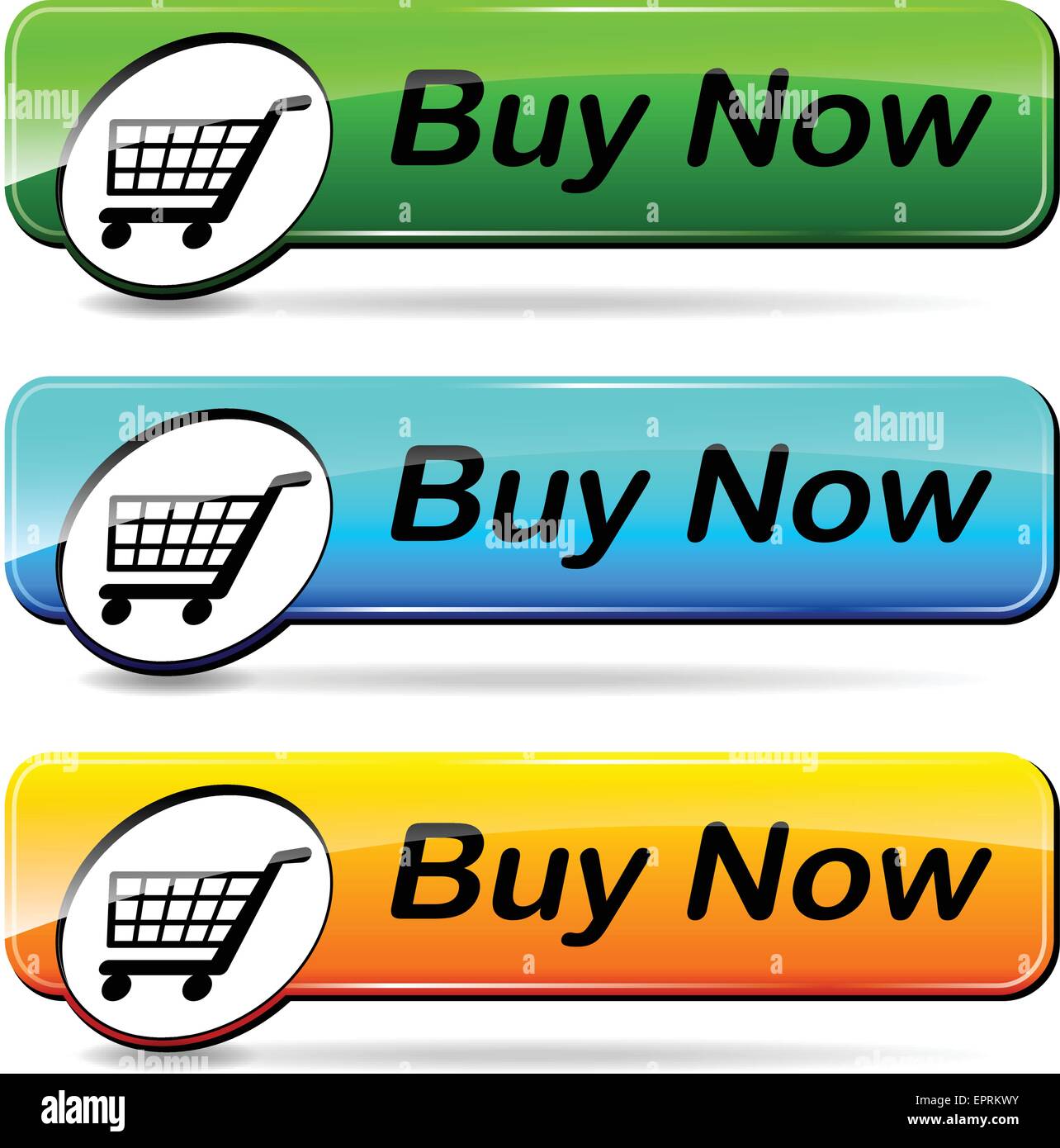 Ilustración de tres botones web para comprar ahora Ilustración del Vector