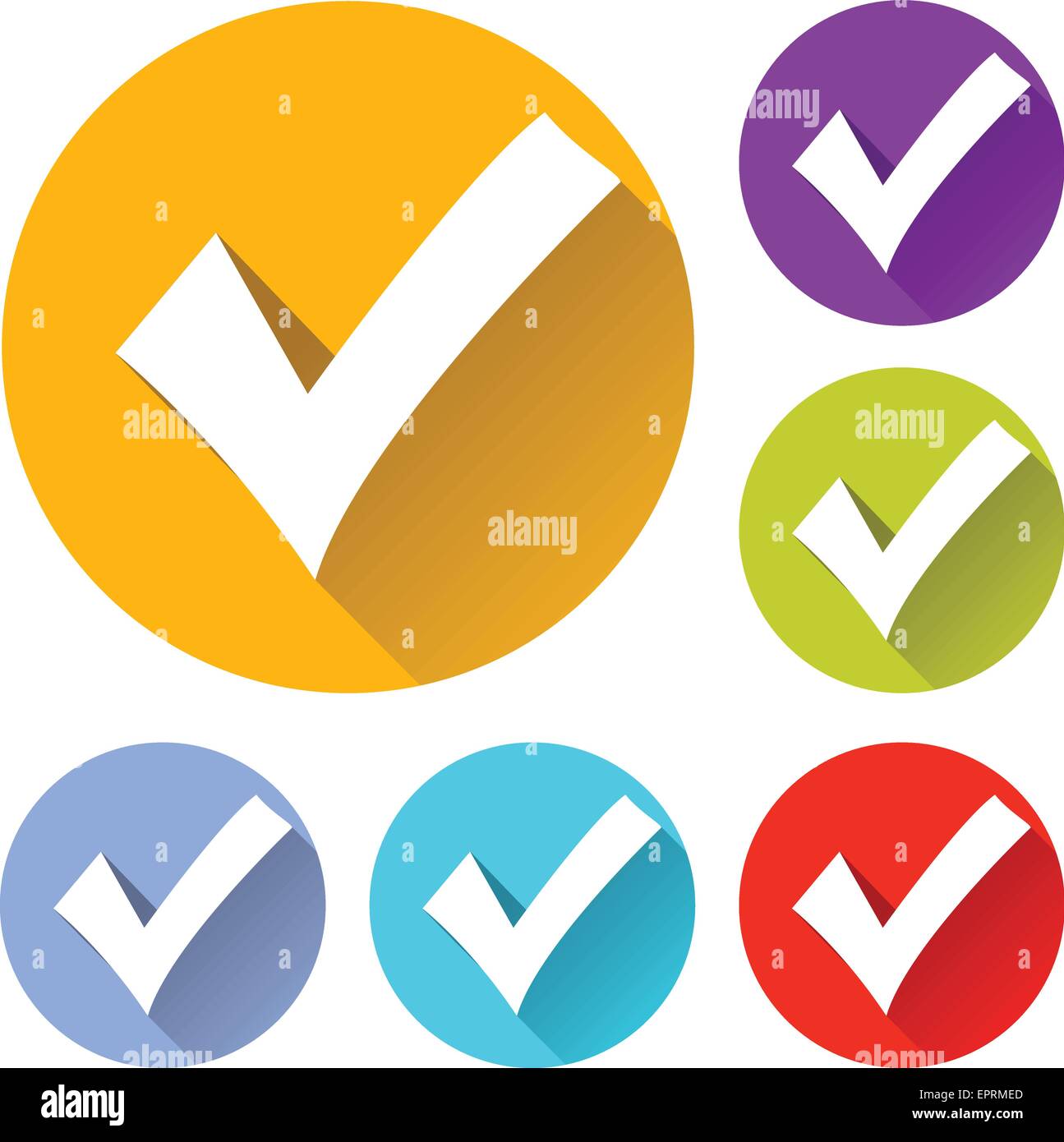 Ilustración vectorial de seis coloridos iconos de marca Ilustración del Vector