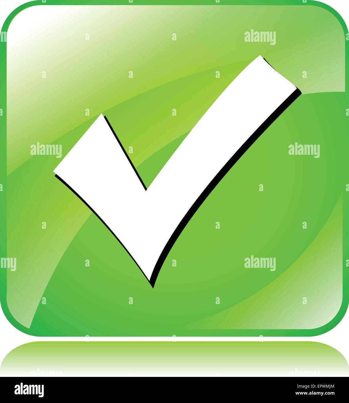 Imagen del icono de marca de verificación verde sobre fondo blanco. Ilustración del Vector