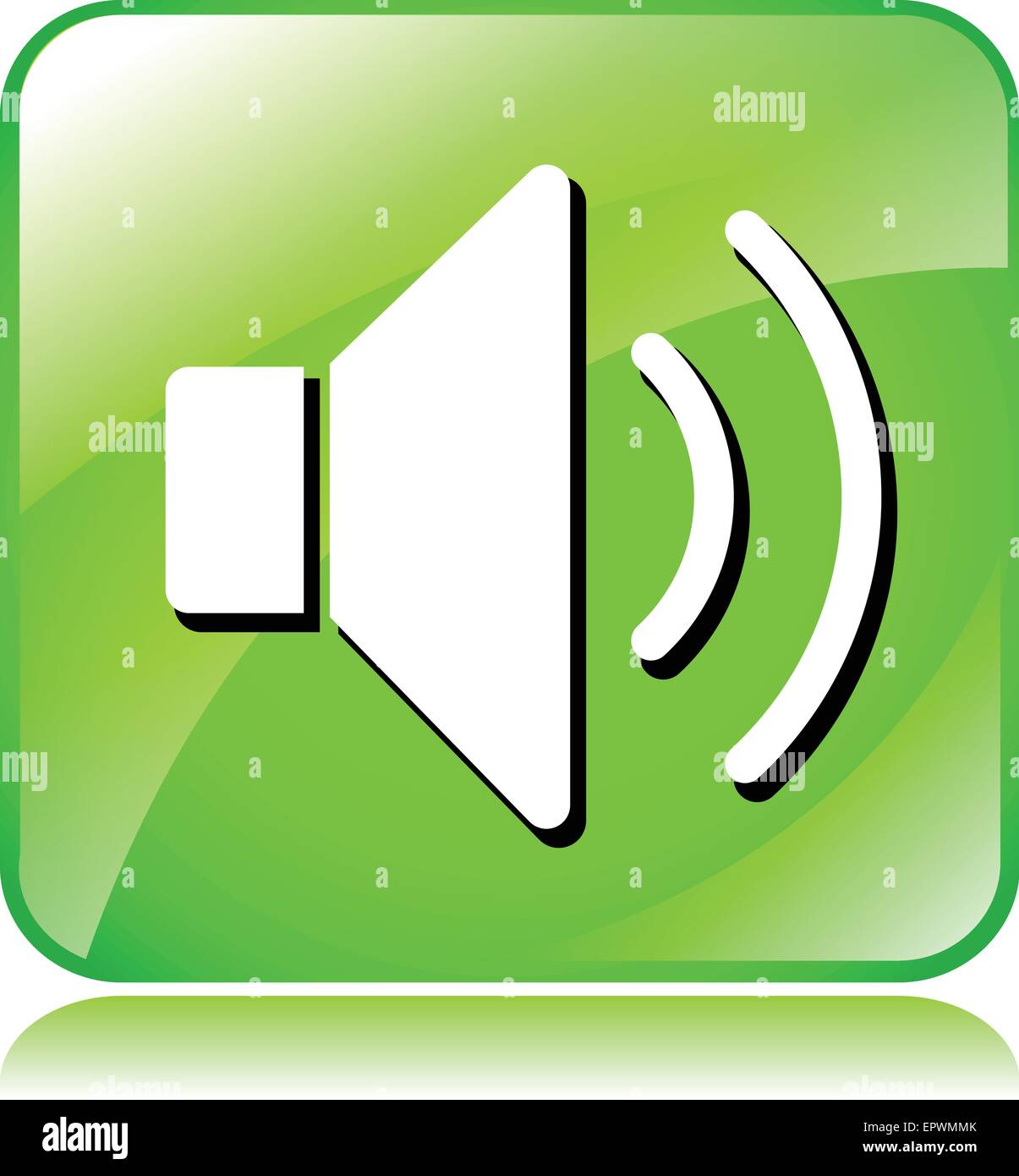 Imagen del icono de sonido verdes sobre fondo blanco. Ilustración del Vector