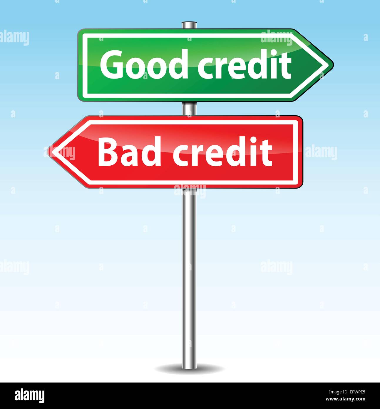Ilustración de buenas y malas direcciones de crédito Ilustración del Vector