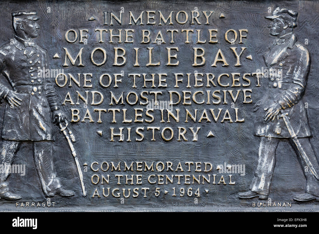 Monumento a la batalla de Mobile Bay, Bienville Square, de Mobile, Alabama, EE.UU. Foto de stock
