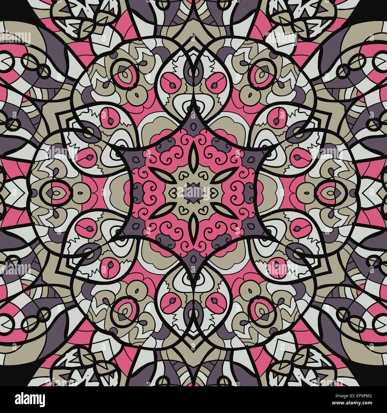 Rosa y marrón perfecta mandala ornamento. La plantilla de menú, tarjetas de felicitación, invitación o cubierta Ilustración del Vector