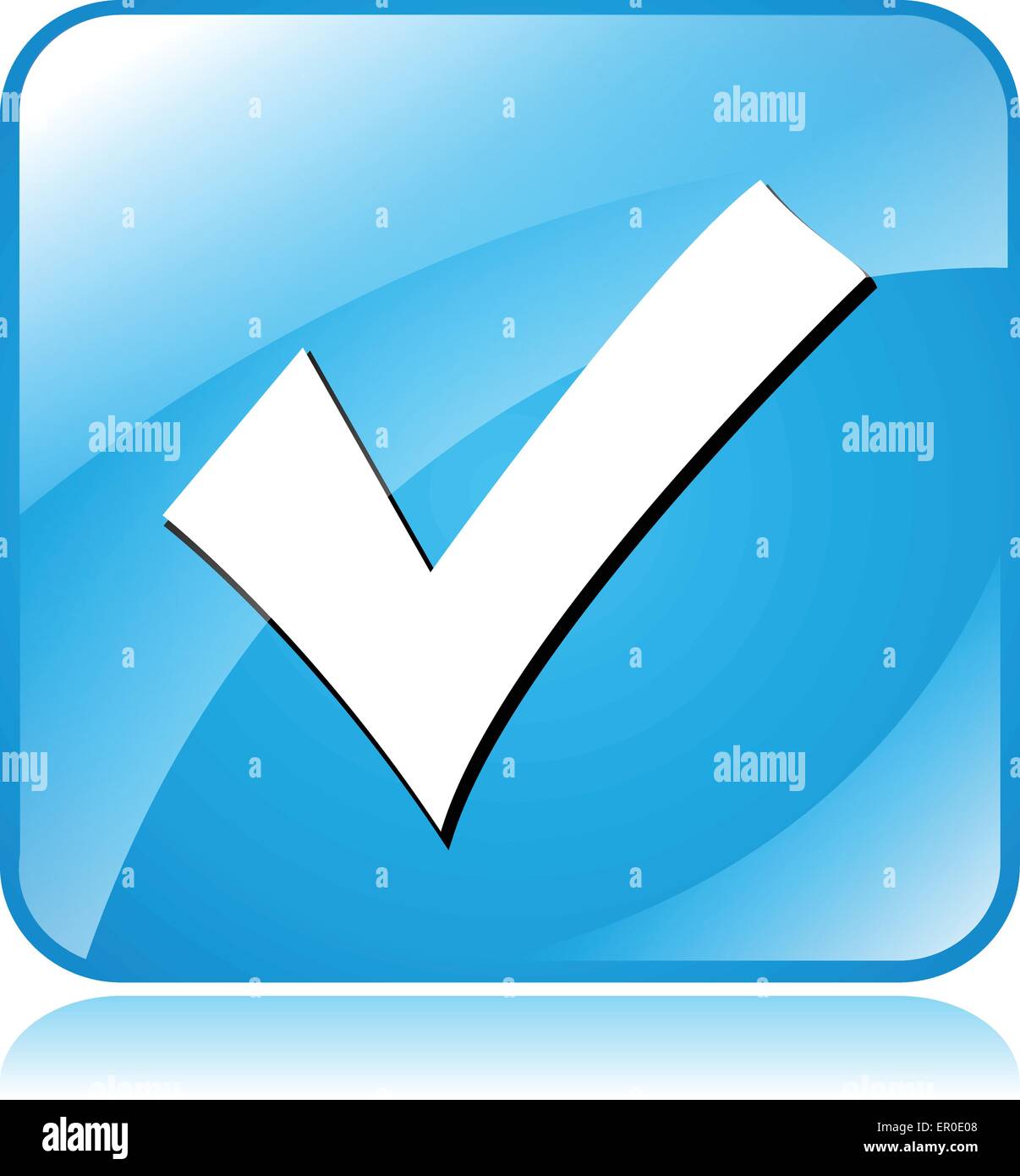Ilustración de diseño cuadrado azul icono de marca de verificación Ilustración del Vector