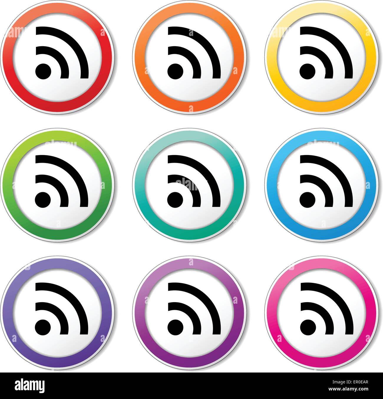 Ilustración de iconos de señal wi fi varios colores set Ilustración del Vector