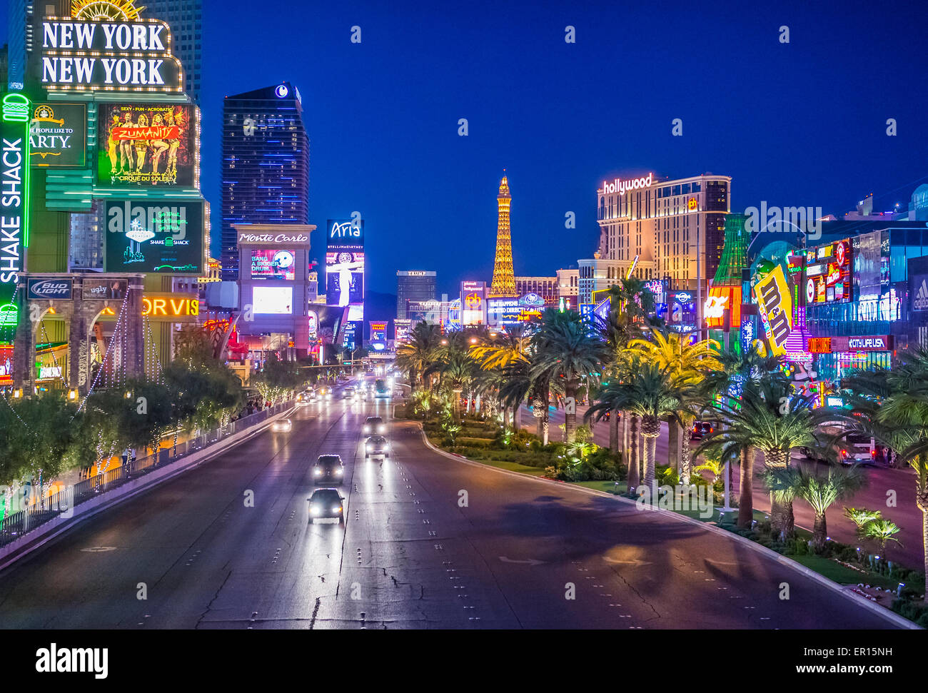 Vista de la strip, en Las Vegas, Nevada Foto de stock