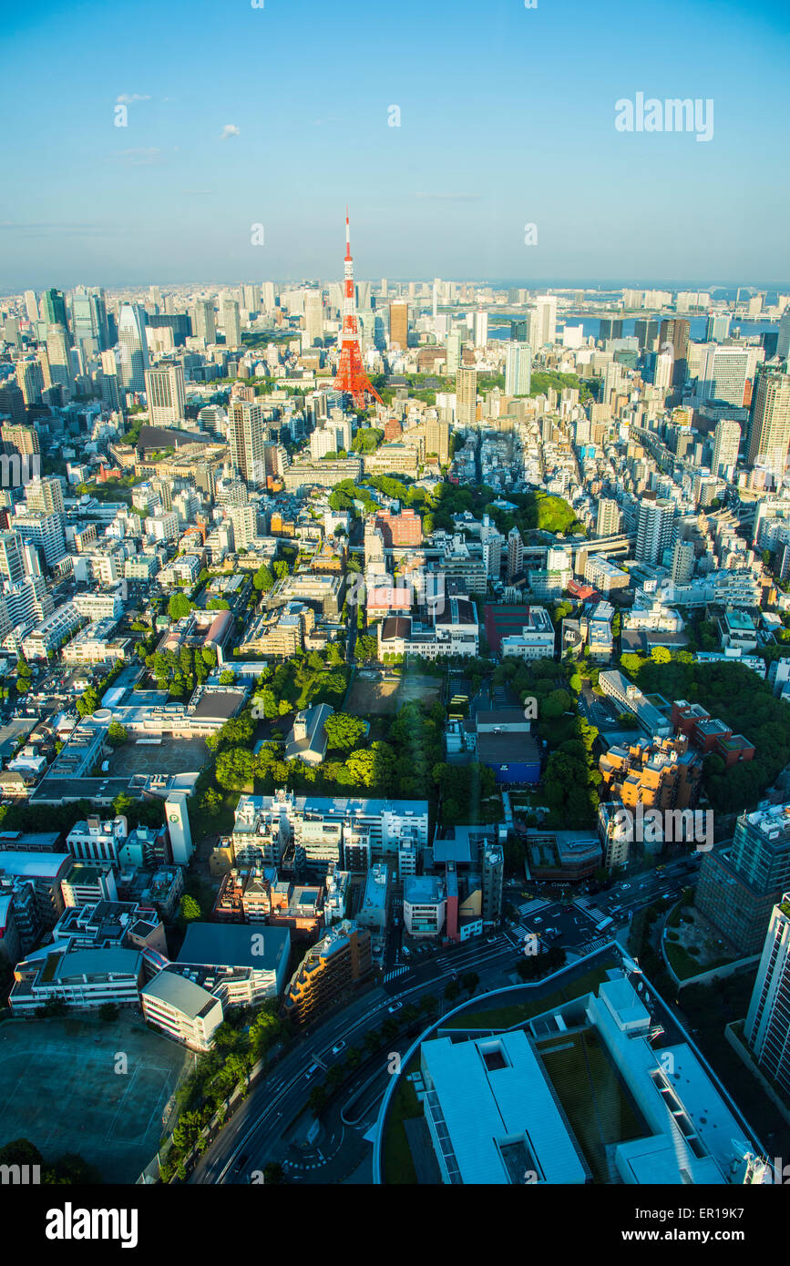 La Torre de Tokio, y sombra de Roppongi Hills Foto de stock