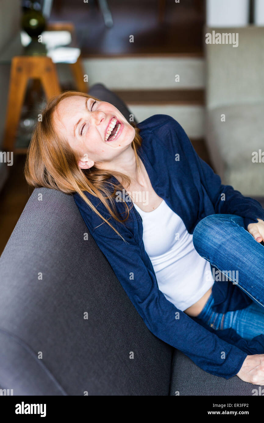 Mujer riendo. Foto de stock