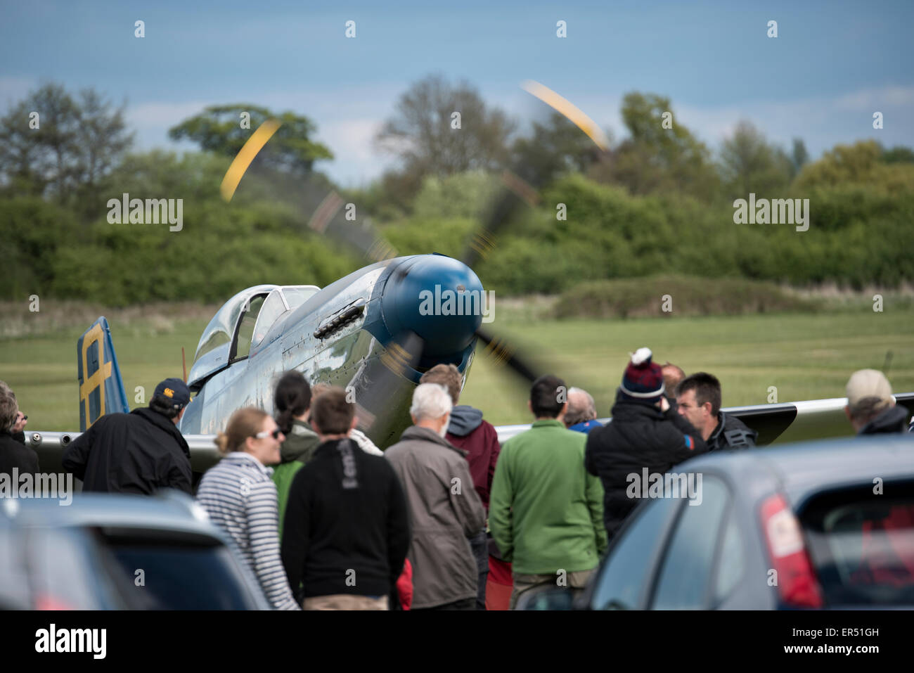 P51-D Mustang ''Jumpin Jacques' en la colección Shuttleworth VE día Airshow, antiguo director Aeródromo, el 3 de mayo de 2015 Foto de stock