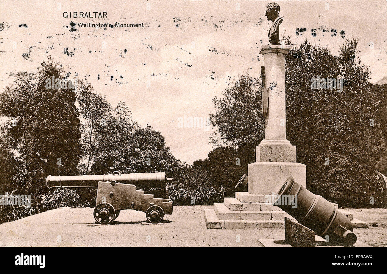 Monumento de Wellington, La Alameda/Jardín Botánico de Gibraltar, Territorio Británico de Ultramar. 1900s Foto de stock