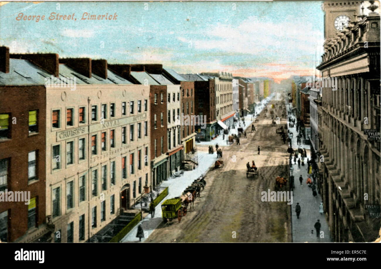 George Street, Limerick, cerca de Shannon, en el condado de Limerick, República de Irlanda. 1900s Foto de stock