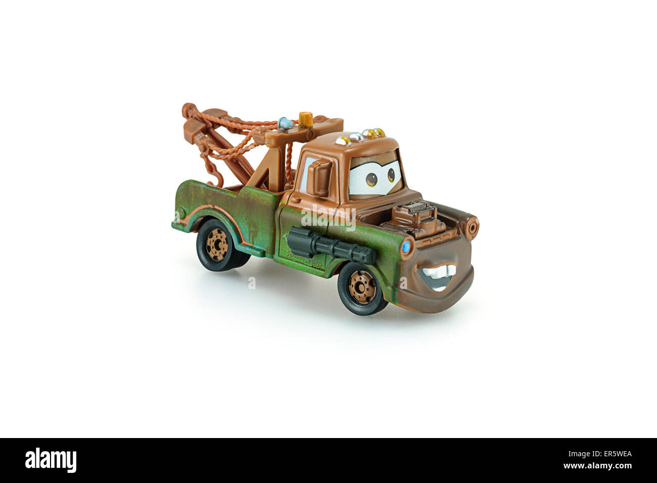 Bangkok, Tailandia - Enero 26, 2014: Tow Mater pick-up con ametralladora un protagonista principal del Disney Pixar Cars. Foto de stock