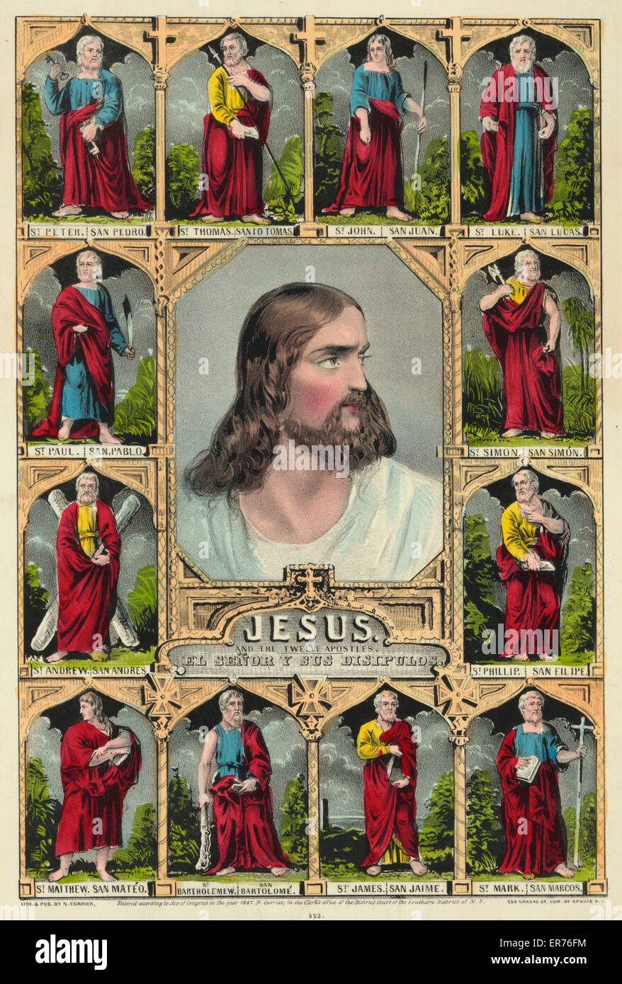 Jesús: Y los doce apóstoles Foto de stock