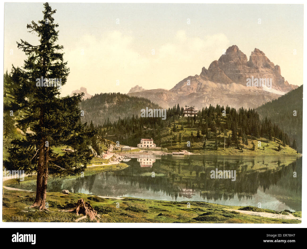 Y Misurinasee Drei Zinnen, Tirol, Austria-Hungría. Fecha entre ca. 1890 y ca. 1900. Foto de stock