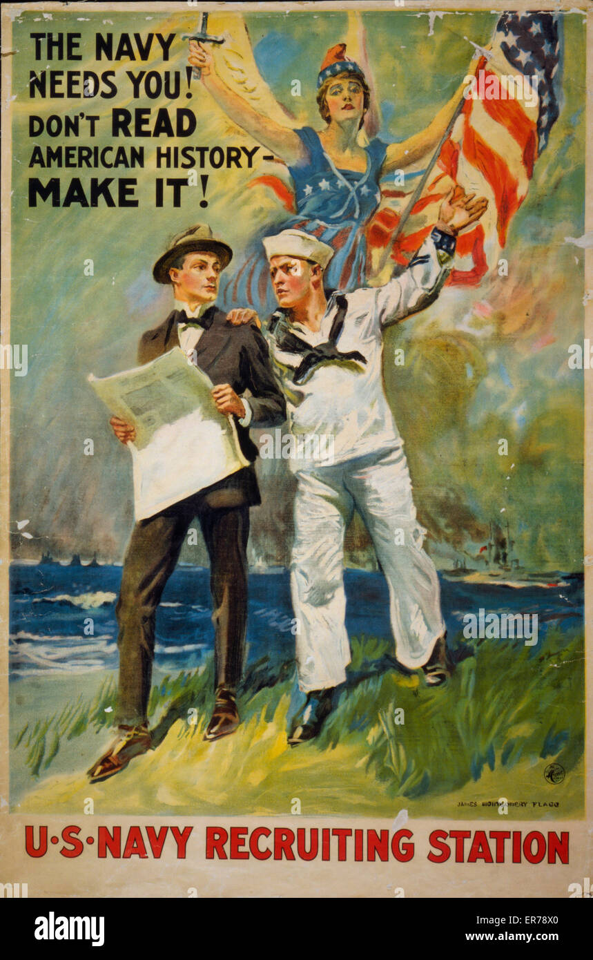 ¡La Marina te necesita! No lea la historia americana - ¡hágalo! Foto de stock
