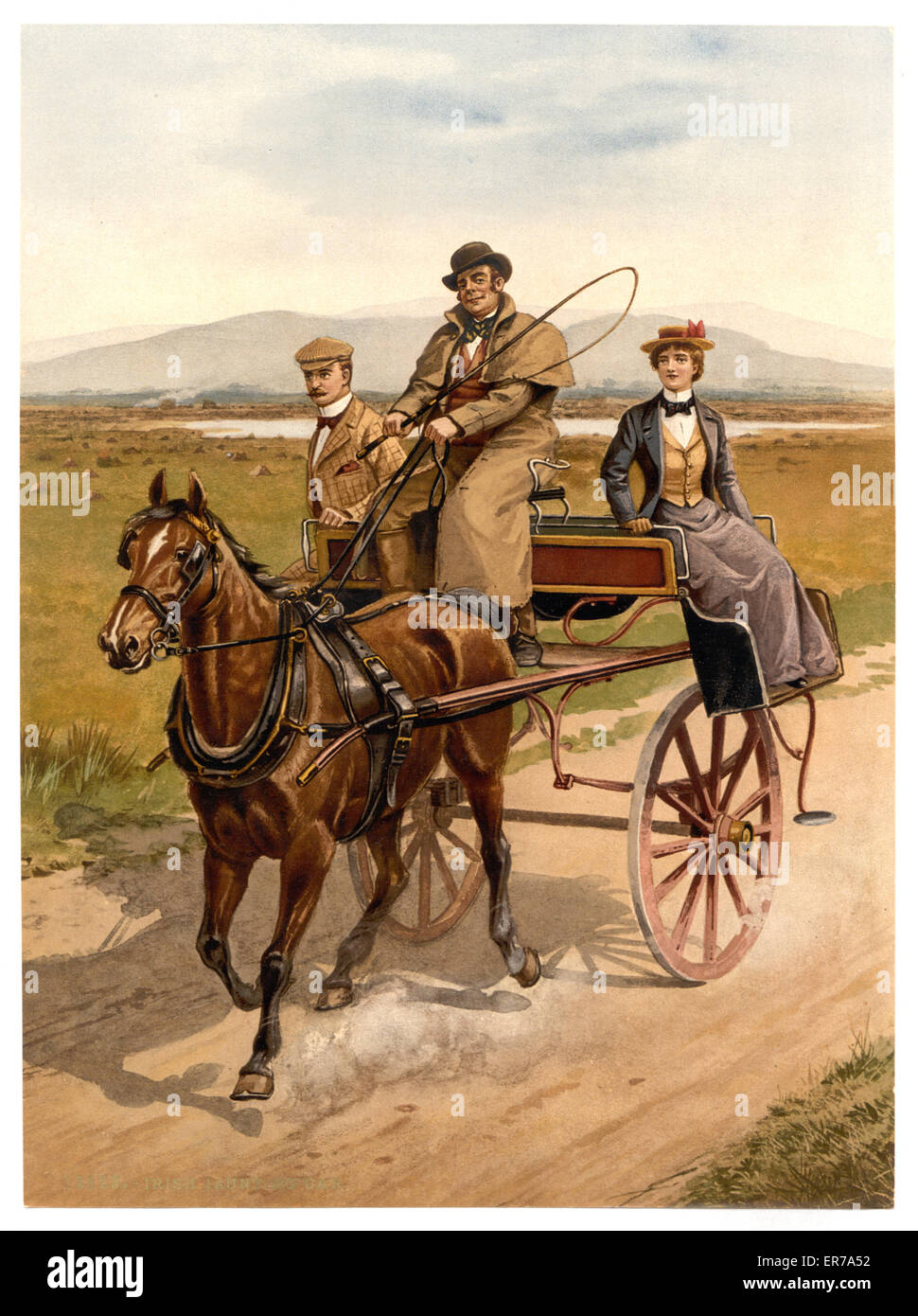 Irish jaunting car. Fecha entre ca. 1890 y ca. 1900. Foto de stock
