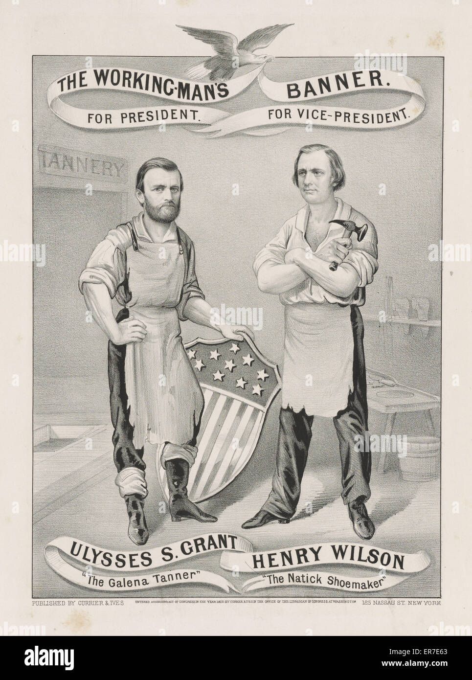 La bandera del trabajador. Por Presidente, Ulises S. Grant, T Foto de stock