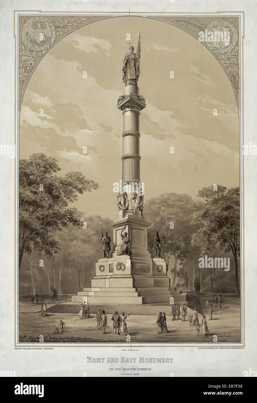 El ejército y la Armada monumento en el Boston Common, erigido en 1877. Fecha c1877. Foto de stock