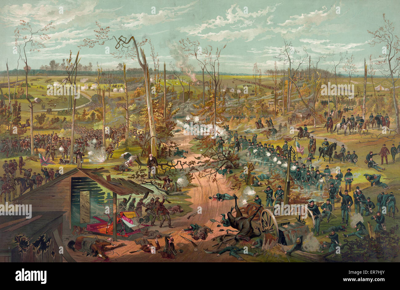 La batalla de Shiloh el 6 de abril de 1862. Fecha c1885 del 31 de diciembre. Foto de stock