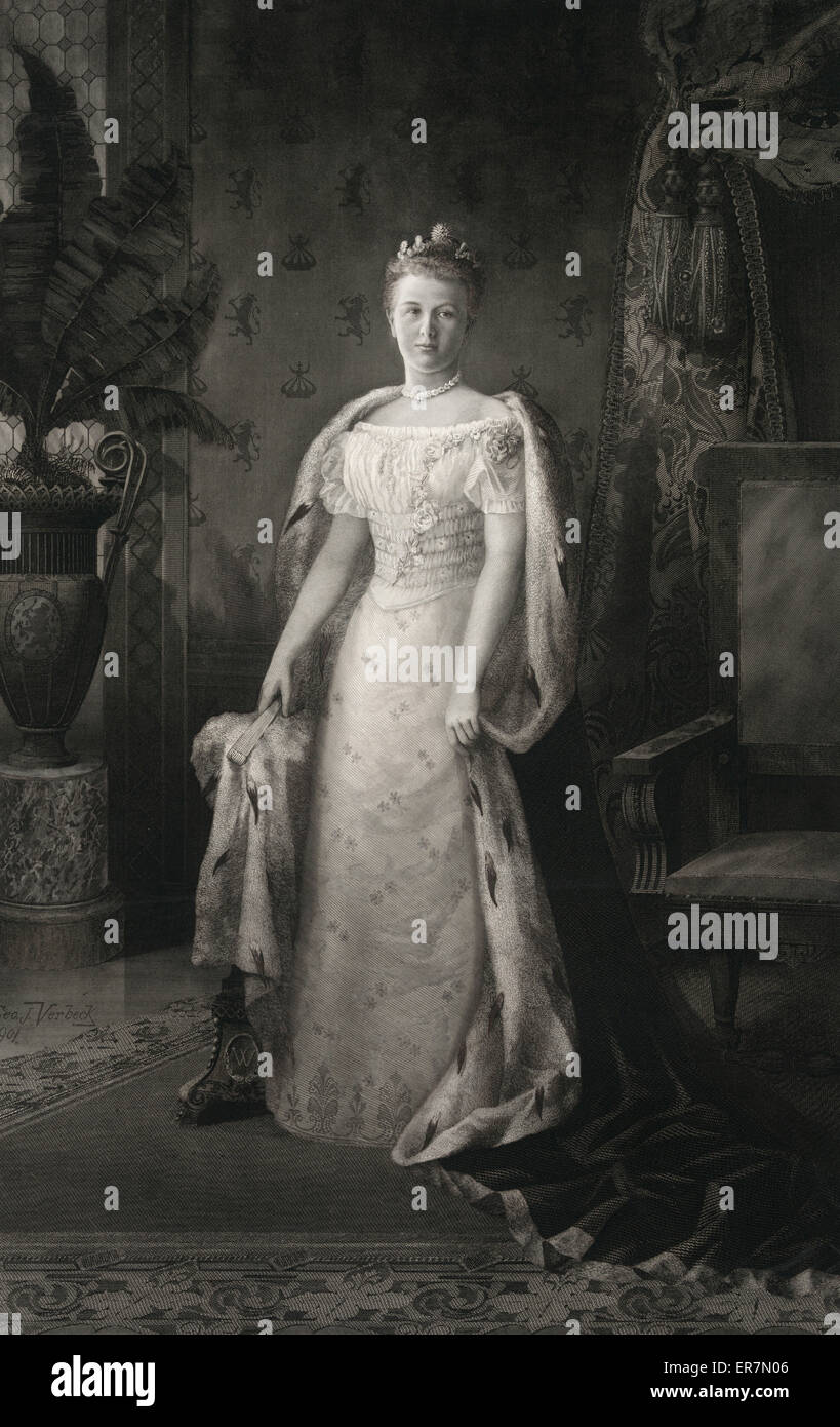 Su Majestad la Reina Guillermina de los Países Bajos. Fecha 20 de noviembre de 1901. Foto de stock