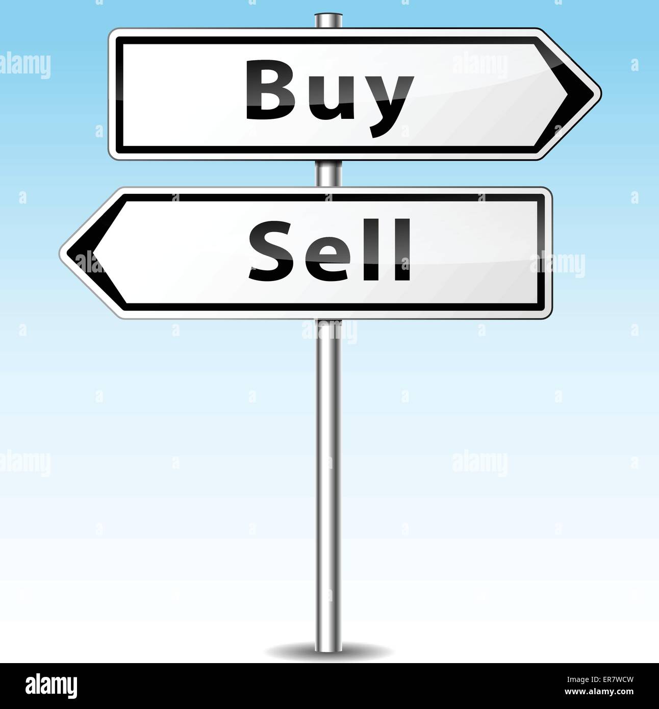 Ilustración vectorial de comprar y vender señal direccional Ilustración del Vector