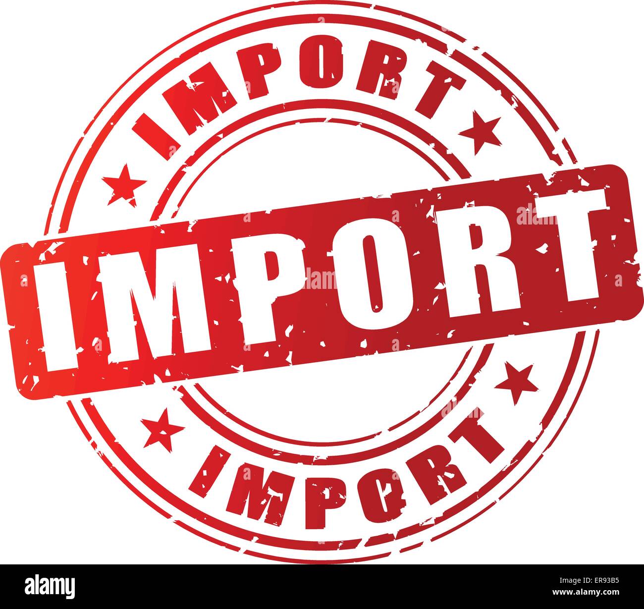 Ilustración vectorial de rojo icono del sello de importación Imagen