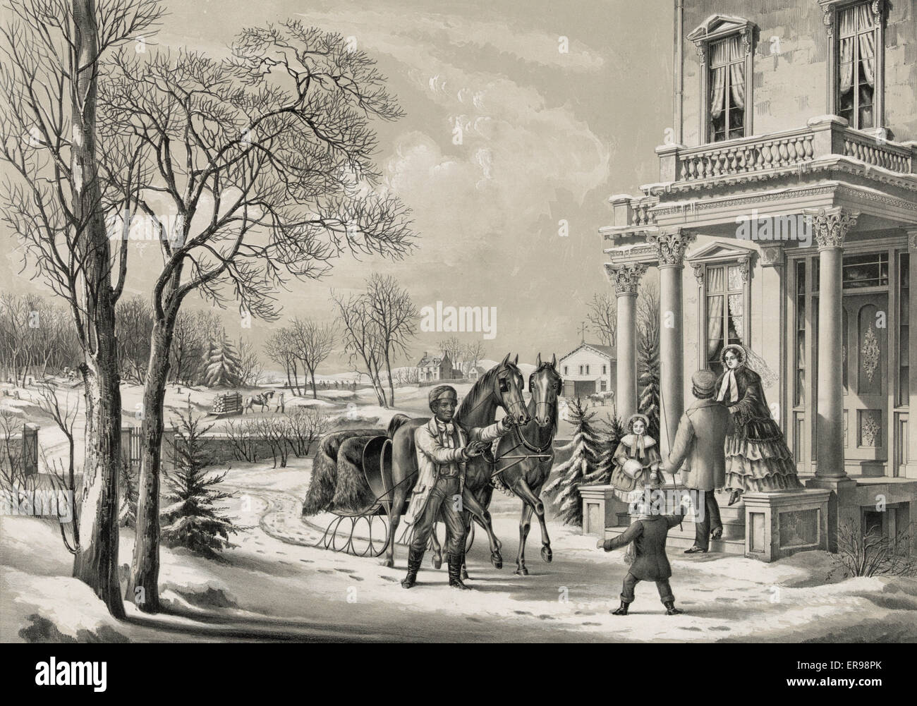 American Country Life: placeres de invierno. Fecha 1855. Foto de stock
