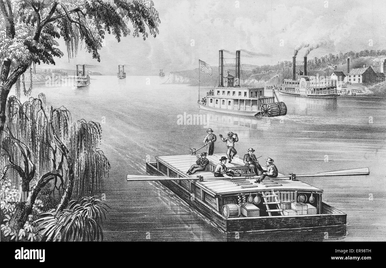 Obligado por el río. La fecha de 1870. Foto de stock