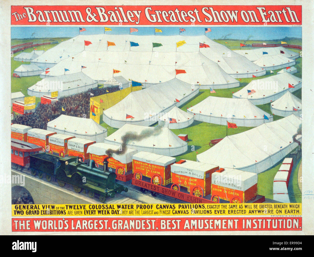 La Barnum &Amp; Bailey mayor espectáculo de la tierra, el más grande del mundo, el más grandioso, institución mejor entretenimiento. Fecha c1899. La Barnum &Amp; Bailey mayor espectáculo de la tierra, el más grande del mundo, el más grandioso, institución mejor entretenimiento. Fecha c1899. Foto de stock