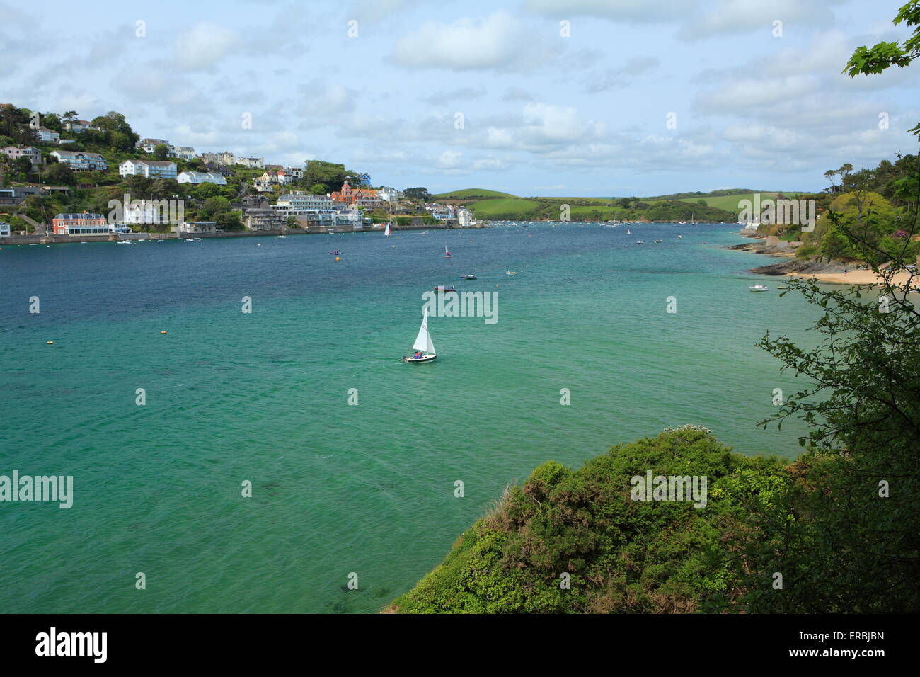 Salcombe vistos desde East Portlemouth, South Hams, Devon, Inglaterra, Reino Unido. Foto de stock