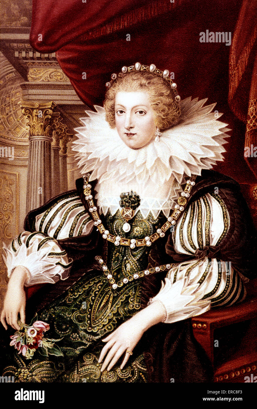 1600s Ana de Austria retrato de Peter Paul Rubens iba a casarse con Luis XIII de Francia y madre de Luis XIV. Foto de stock