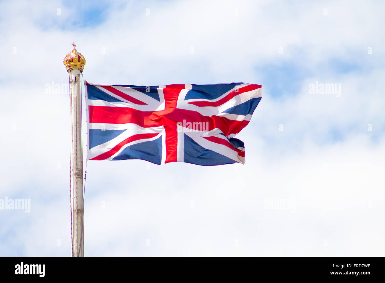 Union Jack en el techo del Palacio de Buckingham. Londres, Reino Unido. Foto de stock