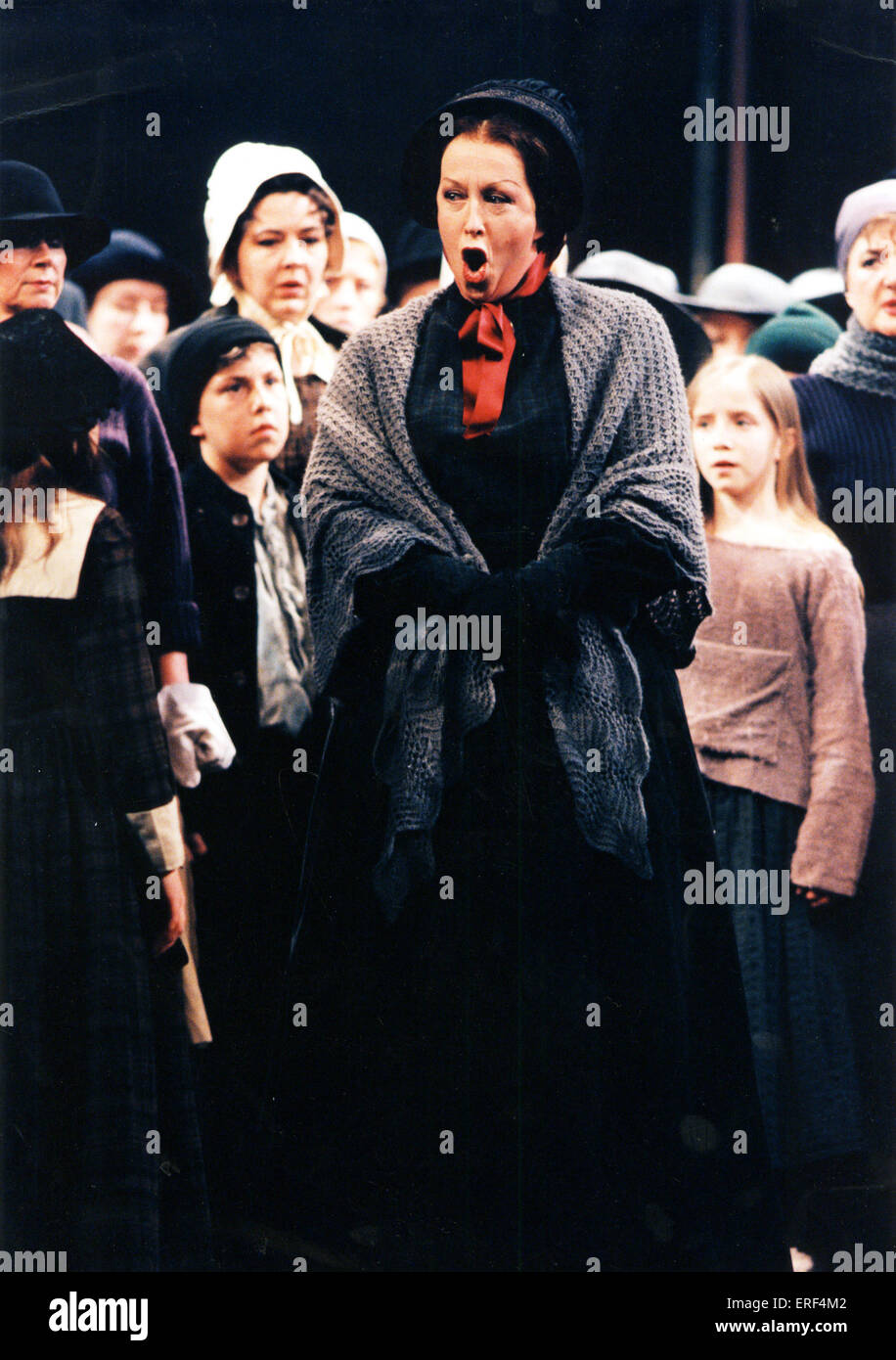 Benjamin Britten 'S ópera Peter Grimes. La producción de la Royal Opera House, de 1995. Bryn Terfel como Peter Grimes , Ben Heppner como capitán Balstrode , Josephine Barstow como Ellen Orford. Foto de stock