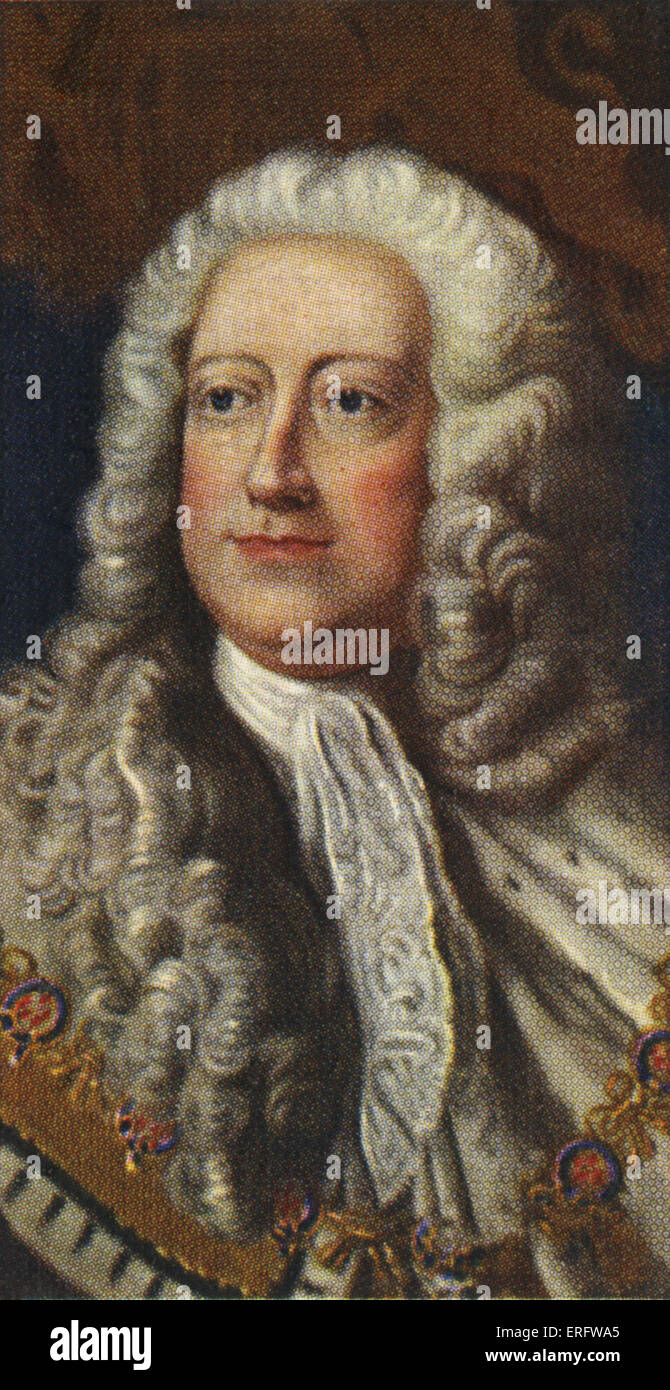 King George II retrato (reinó 1727 - 1760). George's políticas estaban basadas en las opiniones de su esposa durante su vida, pero después de Foto de stock