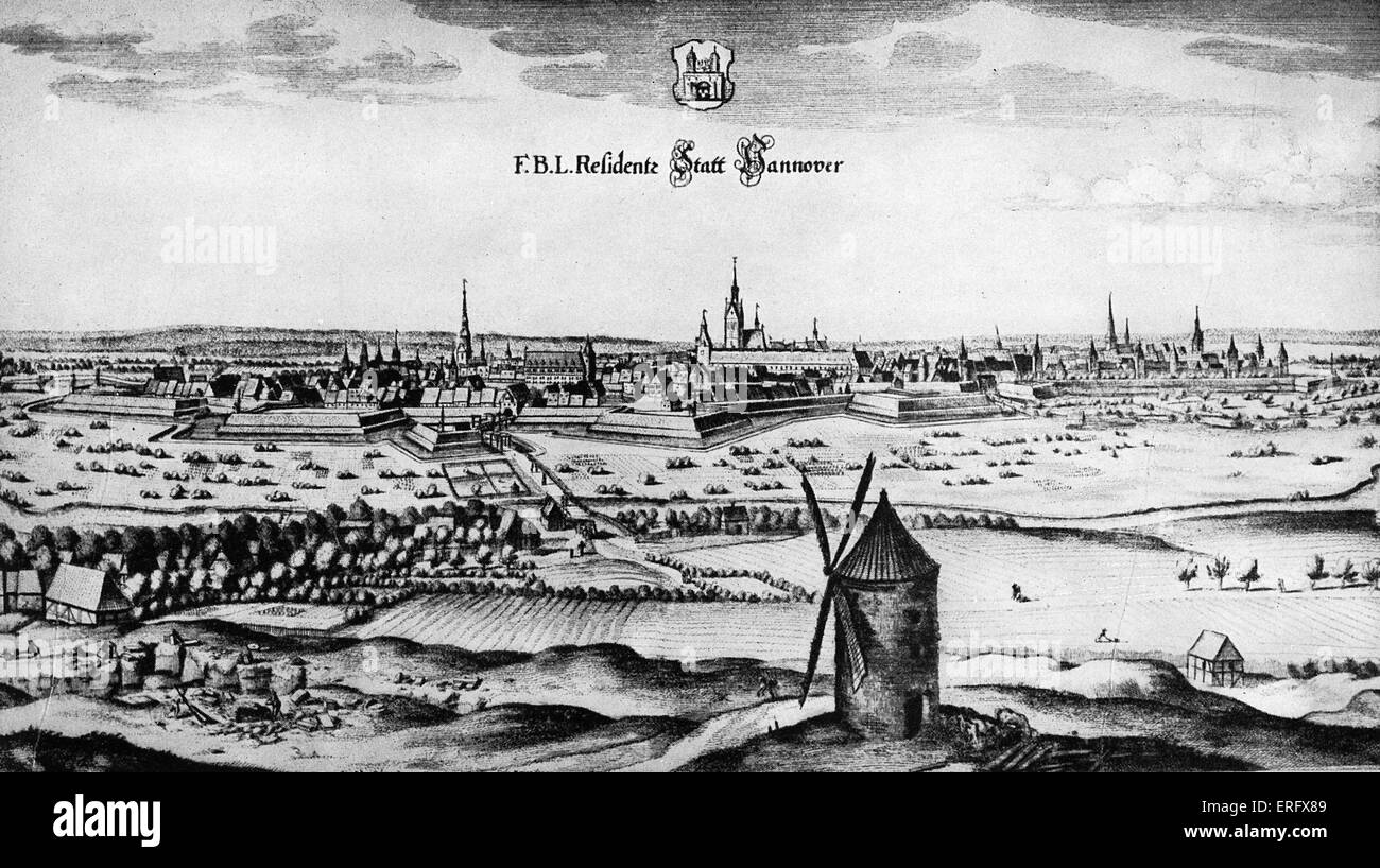 Vista de Hannover del siglo XVIII. Alemania Foto de stock