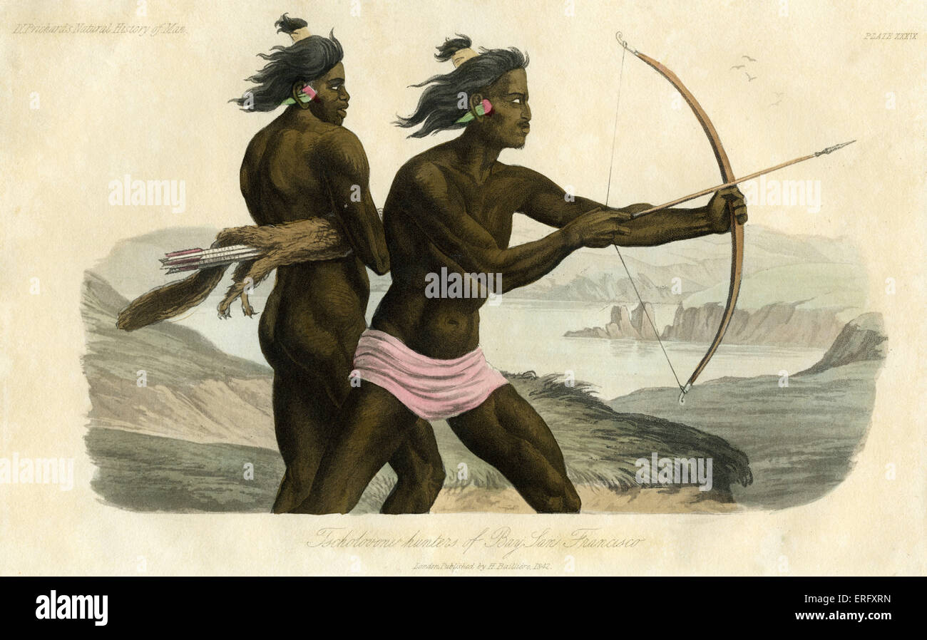 Los indios de América del Norte con arco y flechas. Título cazadores