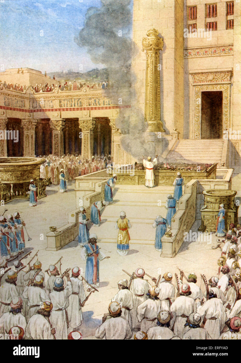 La dedicación del templo de Jerusalén, construido por el rey Salomón. 2  Crónicas 5: 12 -13. "También los levitas que eran Fotografía de stock -  Alamy