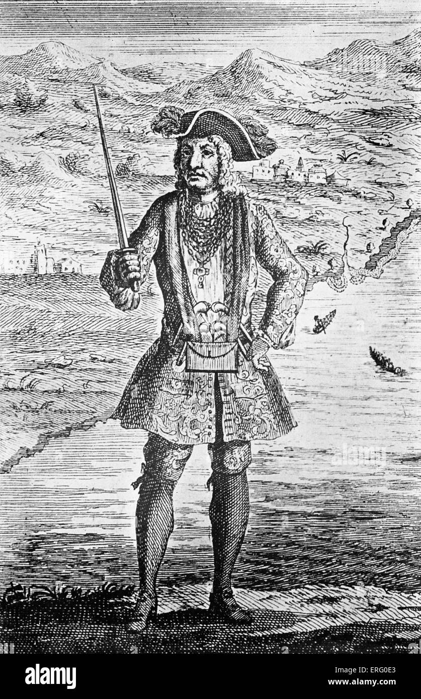 'Capitán Bartholomew Roberts', grabado. CBR: buccaneer galesa conocida como Black Bart (aunque no en su vida), él era muy Foto de stock
