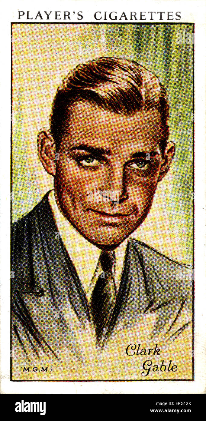 William Clark Gable, actor de cine estadounidense. El 1 de febrero de 1901 - 16 de noviembre de 1960. (Jugador del cigarrillo de tarjeta). Foto de stock