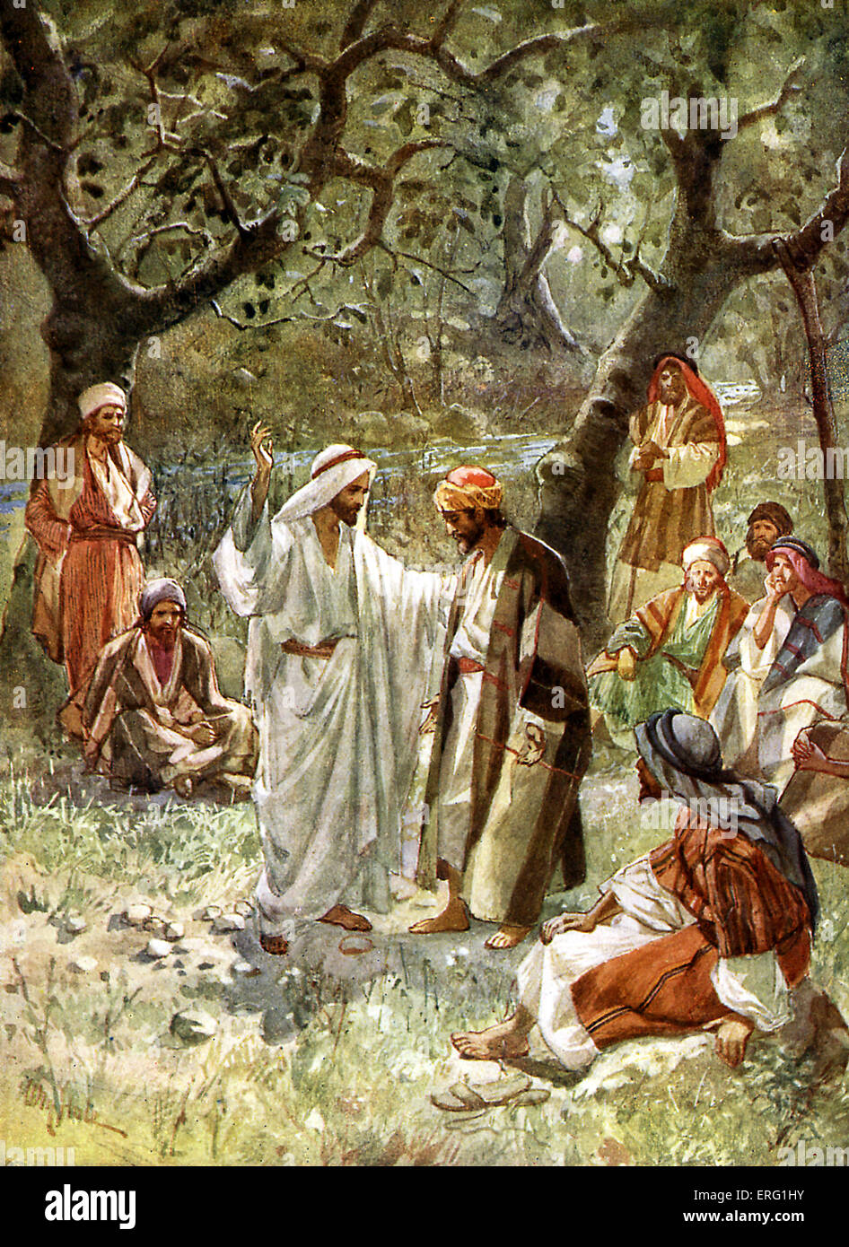 Jesús y sus discípulos en Cesarea de Filipo, donde Cristo habla de ...